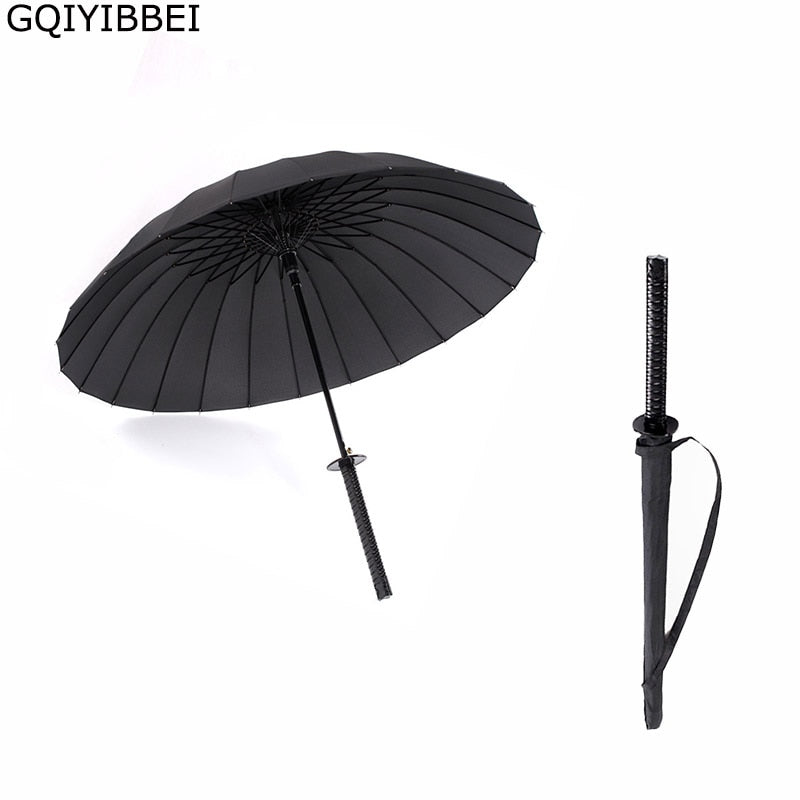 Kreativer langer Griff, großer, winddichter Samurai-Schwert-Regenschirm, japanischer Ninja-ähnlicher Sonnenregen, gerade Regenschirme, automatisch geöffnet