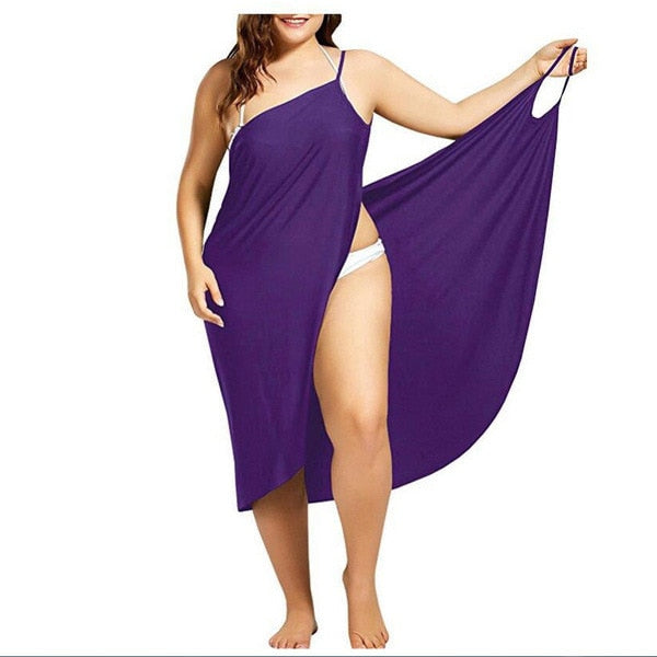 Oufisun Women Plus Size Pareo Beach Cover Up Wrap Dress Bikini Bathing Suit Femme Robe De Plage Beachwear Femme Tunic Kaftan