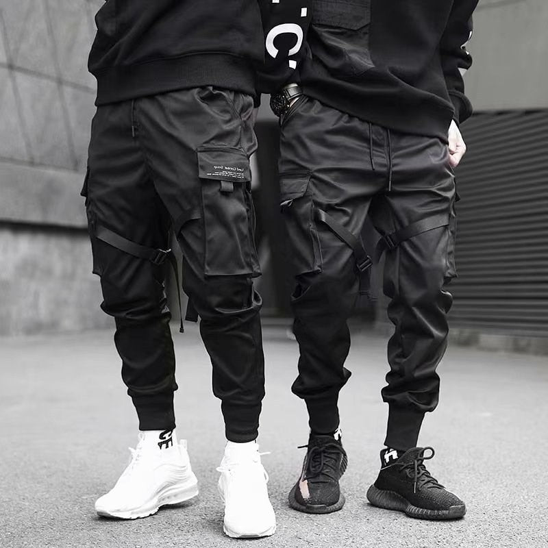 Bänder Harem Jogger Herren Cargohose Streetwear 2020 Hip Hop Lässige Taschen Trainingshose Herren Harajuku Modehose