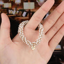 Women Elegant Crystal Pearl Hair Ring Ties  Beads Ponytail Holders Hair Accessories Elastic Hair Band Girls Scrunchies Bracelet