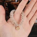 Women Elegant Crystal Pearl Hair Ring Ties  Beads Ponytail Holders Hair Accessories Elastic Hair Band Girls Scrunchies Bracelet