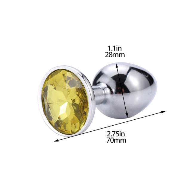 Anal Plug Sex Toys Mini Round Metal Crystal Jewelry Mujeres / Hombres para Butt Plug Small Unisex Adult Sex Store