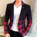 Men Blazer 2020 Spring New Colorblock Plaid Blazer Men Slim Casual Man Blazers Wedding Business Party Clothing Dress Men Coats