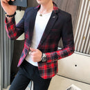 Men Blazer 2020 Spring New Colorblock Plaid Blazer Men Slim Casual Man Blazers Wedding Business Party Clothing Dress Men Coats