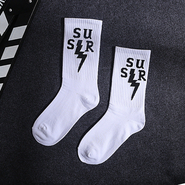 1 pair Men Fashion Hip Hop Hit Color On Fire Crew Socks Red Flame Blaze Power Torch Hot Warmth Street Skateboard Cotton Socks