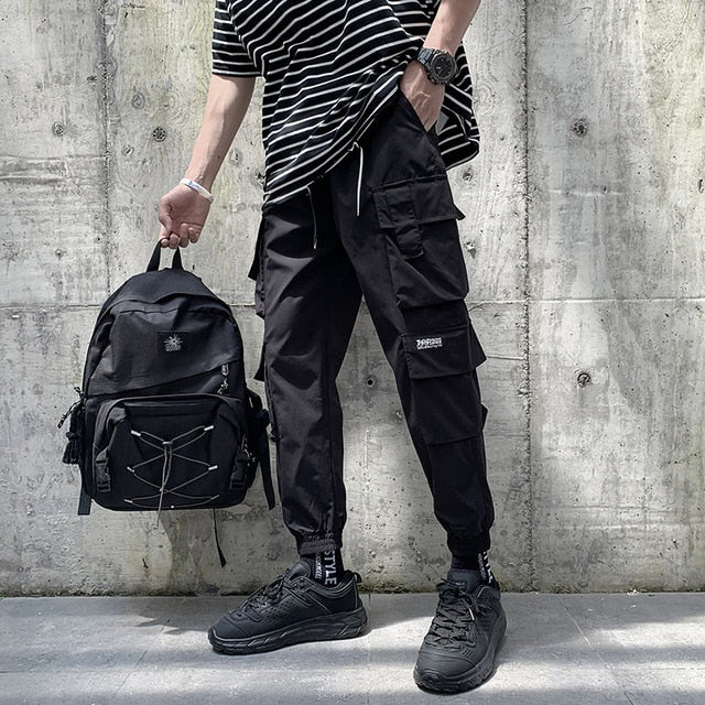 2020 neue Hip Hop Jogger Cargohose Männer Pluderhosen Multi-Pocket-Bänder Mann Jogginghose Streetwear Lässige Herrenhose S-5XL