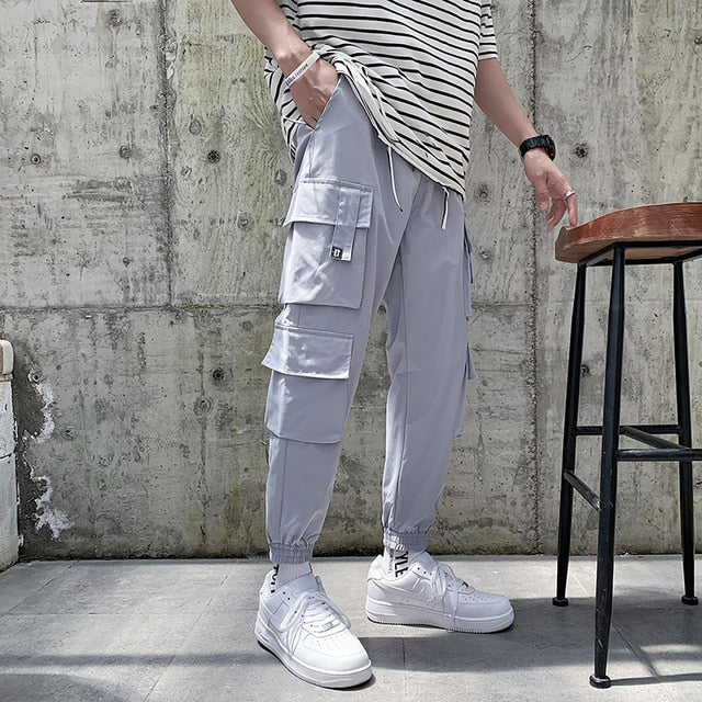 2020 neue Hip Hop Jogger Cargohose Männer Pluderhosen Multi-Pocket-Bänder Mann Jogginghose Streetwear Lässige Herrenhose S-5XL