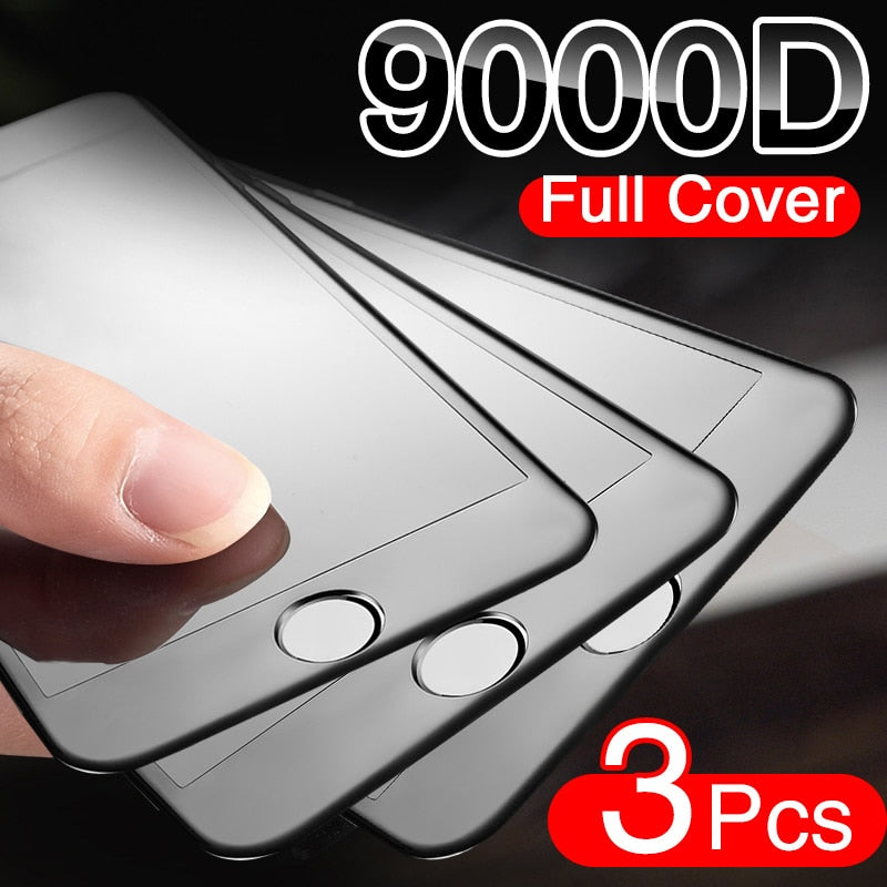 3PCS Curved Full Cover Protective Glass On The For iPhone 7 8 6S Plus Tempered Screen Protector iPhone 8 7 6 SE 2020 Glass Film