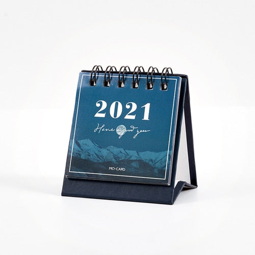 2021 Sun Moon Star Series mini Desktop Paper landscape Calendar dual Daily Scheduler Table Planner Yearly Agenda Organizer