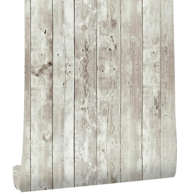 HaoHome Reclaimed Wood Distressed Wood Panel Peel and Stick Wallpaper Self-Adhesive Removable Wall Covering Decorative Vintage