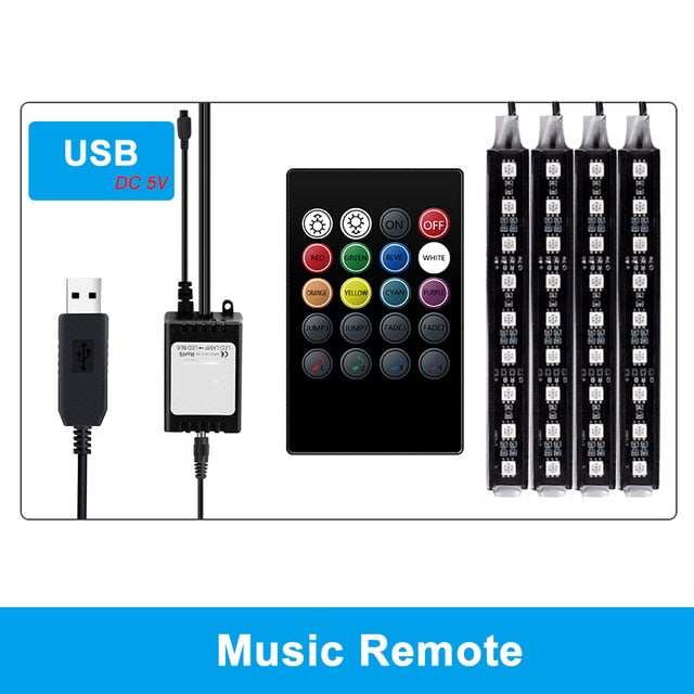 Auto-USB-LED-RGB-Atmosphären-Streifenlicht Sprachfernsteuerung Innenstyling Dekoratives RGB-LED-Dynamisches Umgebungs-Streifenlicht