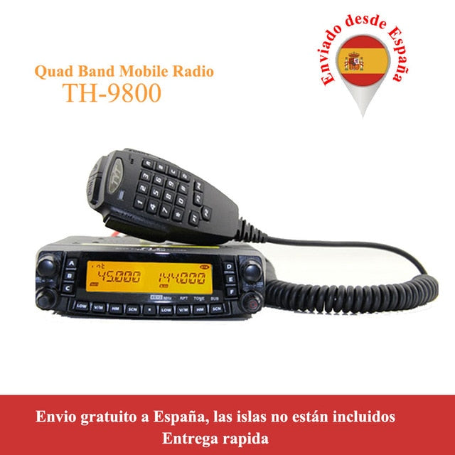 TYT TH9800 TH-9800 Transceptor móvil Estación de radio automotriz 50W Repetidor Scrambler Quad Band V / UHF Car Truck Radio con cable