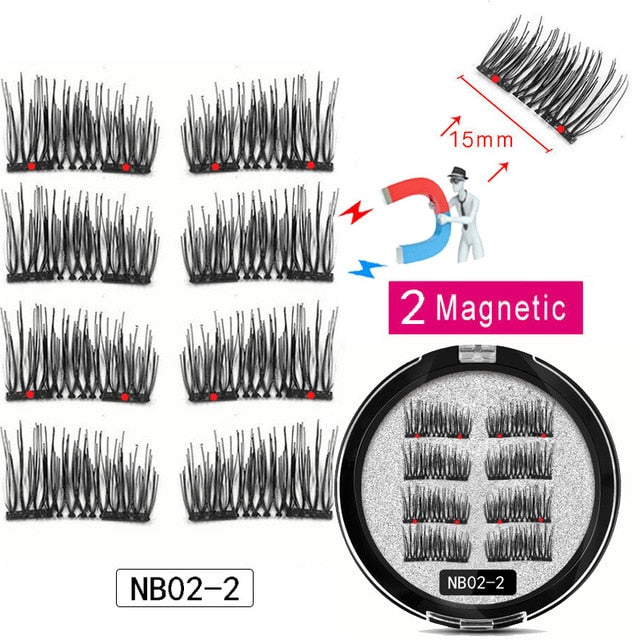 LEKOFO 8 Uds pestañas magnéticas con 2 pestañas magnéticas 3D postizas naturales para extensión de pestañas de visón largo faux cils magnetique