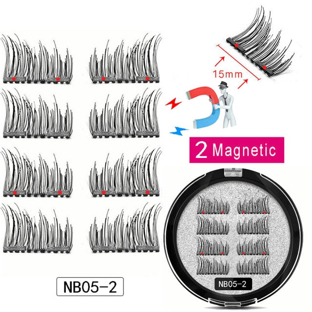 LEKOFO 8 Uds pestañas magnéticas con 2 pestañas magnéticas 3D postizas naturales para extensión de pestañas de visón largo faux cils magnetique