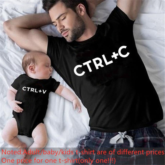 Funny Daddy and Baby 2021 Print Family Matching Clithing Balck Cotton Matching Family Look Outfits for Dad Son Daughter Tshirt
