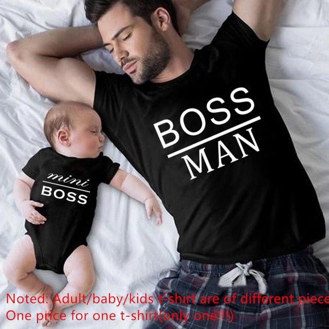 Funny Daddy and Baby 2021 Print Family Matching Clithing Balck Cotton Matching Family Look Outfits for Dad Son Daughter Tshirt