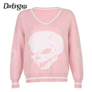 Darlingaga Harajuku Schädel Druck Lose Herbst Winter Pullover Frauen Pullover Casual y2k Strickwaren Pullover 2020 Koreanische Pullover Neu