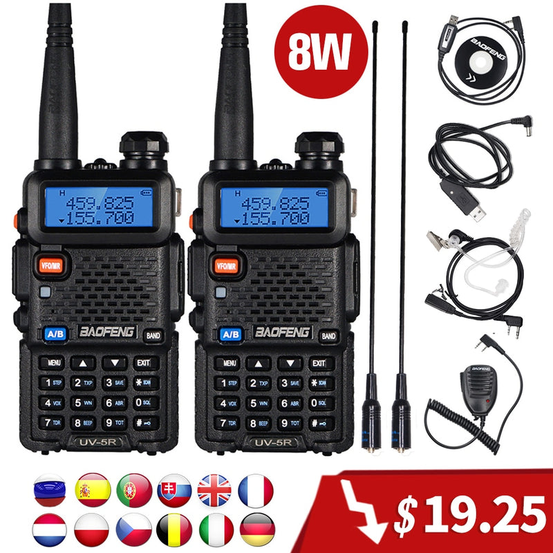 2 STÜCKE 8 W Baofeng UV 5r Walkie Talkie UV-5R Hochleistungs-Funkgerät Tragbarer Dualband-FM-Transceiver uv5r Amateur-CB-Radio