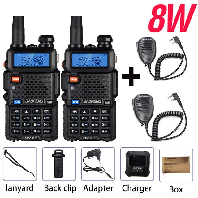 2 STÜCKE 8 W Baofeng UV 5r Walkie Talkie UV-5R Hochleistungs-Funkgerät Tragbarer Dualband-FM-Transceiver uv5r Amateur-CB-Radio