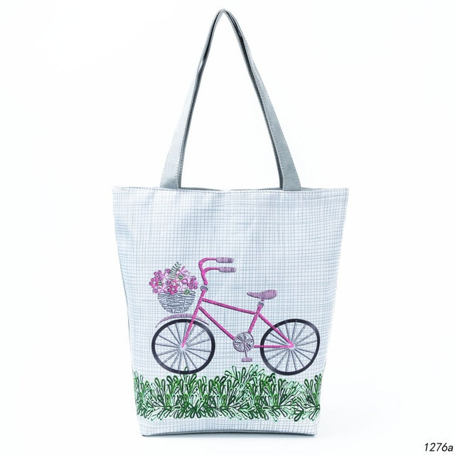 Miyahouse, bolso de mano con estampado Floral, bolso de hombro para mujer, bolso de lona para la playa de verano, bolso de compras para mujer de uso diario para mujer