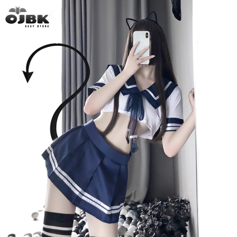 OJBK colegiala japonesa de talla grande disfraz Babydoll mujer Sexy Cosplay Lencería estudiante uniforme con minifalda animadora nuevo