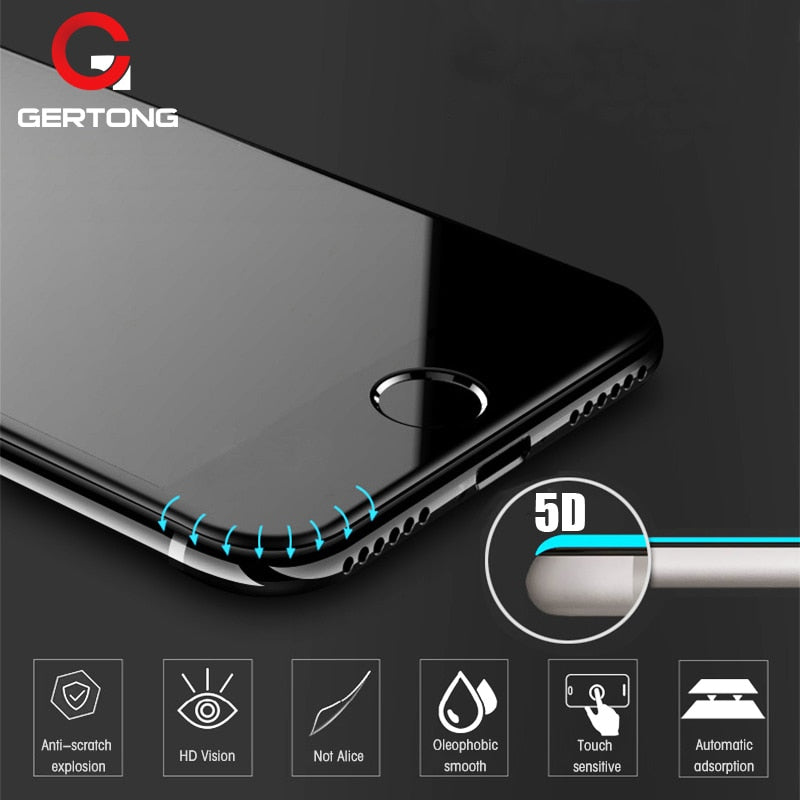 Protector de pantalla de cubierta completa de borde curvo 5D para iPhone 6 7 6S 8 Plus 11 12 Pro Max vidrio templado para iPhone 11 X XR XS Max Glass