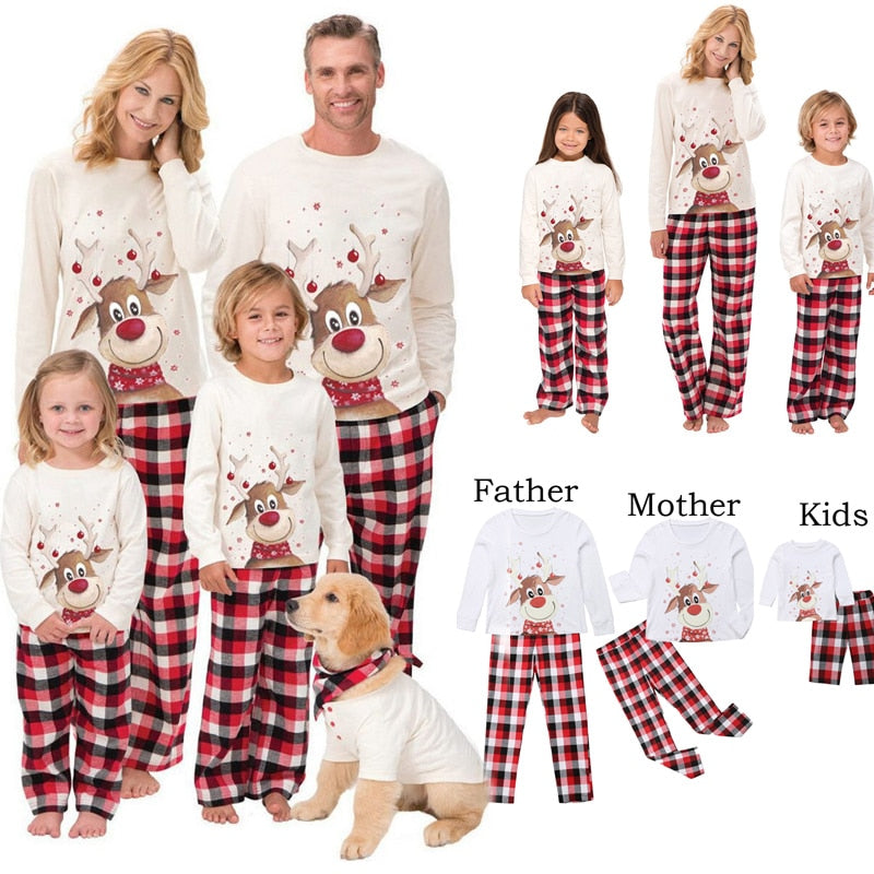 2020 Christmas Family Matching Pajamas Set Deer Adult Kid Family Matching Clothes Top+Pants Xmas Sleepwear Pj's Set Baby Romper