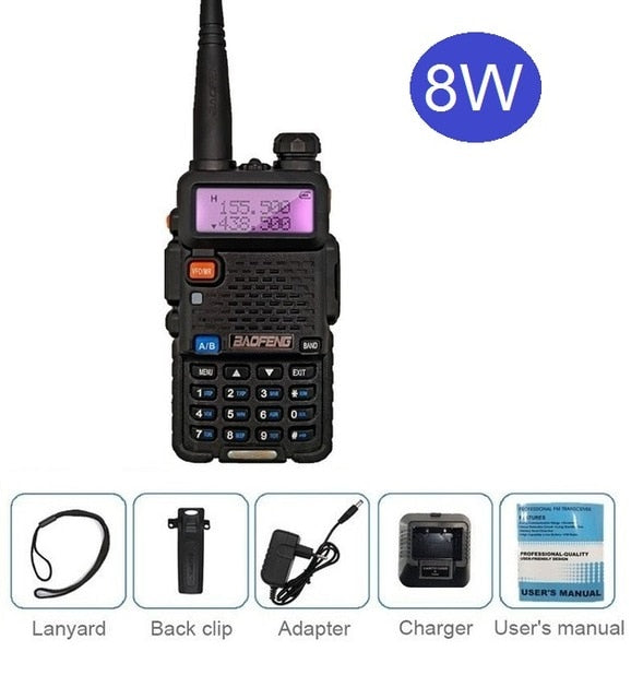 Baofeng UV-5R 8W Walkie Talkie Portable CB Ham Radio Amateur 10KM UHF VHF Scanner Radio FM Transceiver UV5R UV 5R for Hunting
