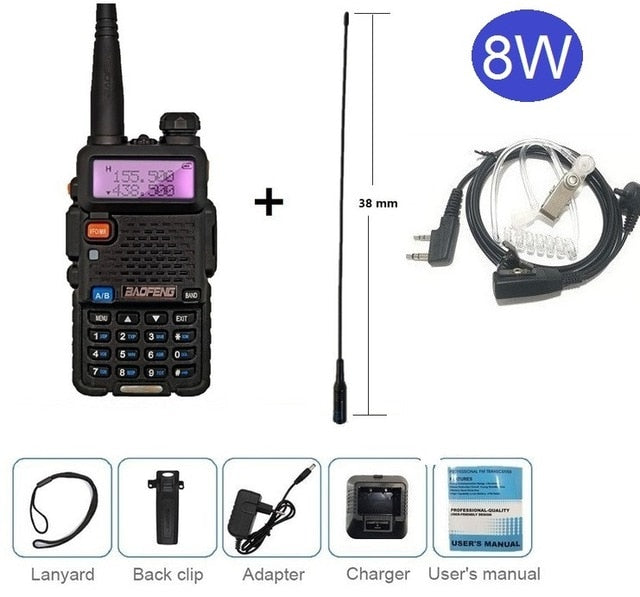 Baofeng UV-5R 8W Walkie Talkie Tragbarer CB Amateurfunk 10KM UHF VHF Scanner Radio FM Transceiver UV5R UV 5R für die Jagd
