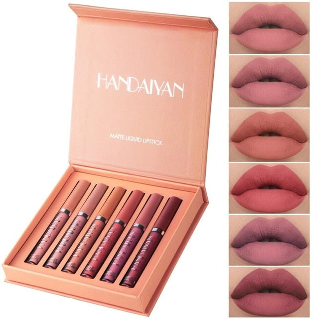 6 Farben/Set Fashion Lipgloss Sets Natural Moisturize Waterproof Velvet Liquid Lipstick Gift Box Exquisite Lip Makeup TSLM1
