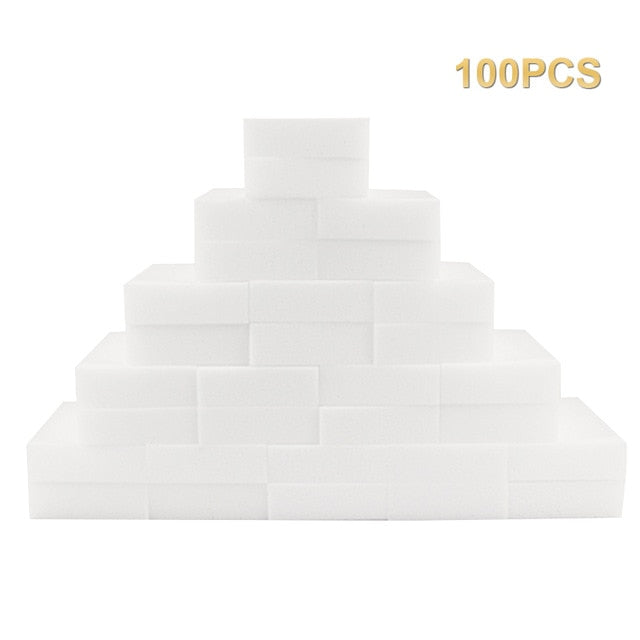 100 unids/lote esponja de melamina esponja mágica borrador cocina esponja de melamina limpiador esponja de limpieza para baño de oficina