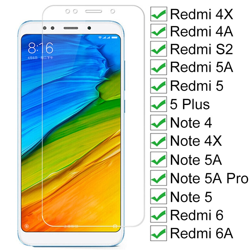 9H gehärtetes Glas für Xiaomi Redmi 5 Plus 5 5A S2 4A 4X 6 6A Displayschutzglas Note 4 4X 5 5A 6 Pro Sicherheitsschutzglas