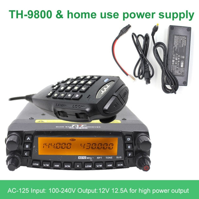 2005A TYT TH-9800 Plus Walkie Talkie 50W Car Mobile Radio Station Quad Band 29/50/144/430MHz Dual Display Scrambler TH9800
