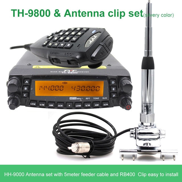 2005A TYT TH-9800 Plus Walkie Talkie 50W Car Mobile Radio Station Quad Band 29/50/144/430MHz Dual Display Scrambler TH9800