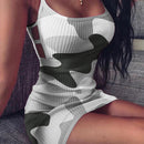 Plus Size5xl Sexy Bodycon Mini Dress for Women Summer 2020 Party Club Camouflage Slim Dress Hollow Knitted Wrap Dresses Camisole