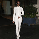 Streetwear White Knitted Sexy Bodycon Lucky Label Jumpsuit Women Overall 2020 Long Sleeve Skinny Rompers Womens Jumpsuit Female
