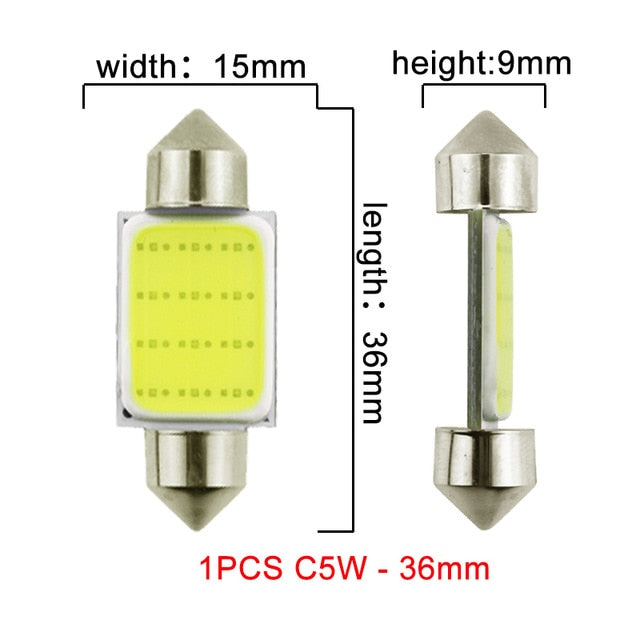 1x C10W C5W LED COB Girlande 31mm 36mm 39mm 41/42mm 12V Weiße Birnen für Autos Nummernschild Innenleseleuchte 6500K 12SMD