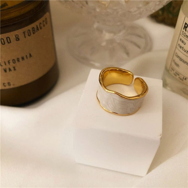 XIYANIKE 925 Plata de Ley francés Vintage incrustaciones de oro borde Irregular suave anillo de alta calidad hecho a mano romántico pareja de moda