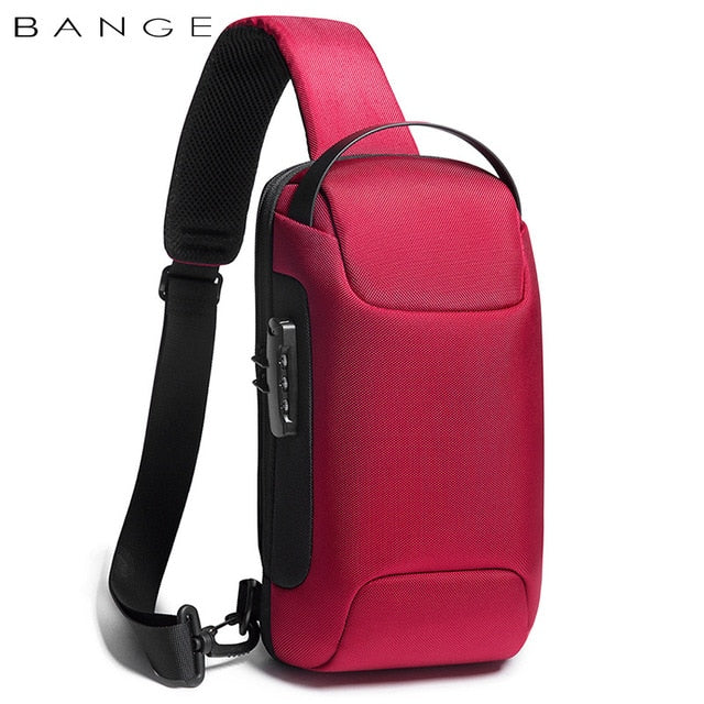 BANGE Hot Chest Bag Neue Anti-Dieb-Männer Umhängetasche Wasserdichte Umhängetaschen USB-Aufladung Kurztrip für Männer Reisepaket