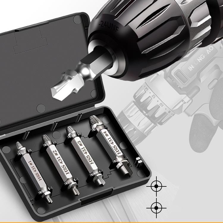 HHS Double Ended Screw Extractor Damaged Screw Extractor Drill Bit Extractor Drill Set Broken Speed Out Bolt Extractor Bolt Stud