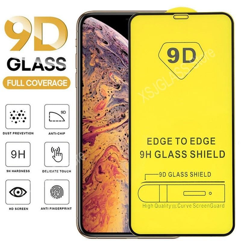 9D Tempered Glass For iPhone 11 12 Mini Pro Max Screen Protector For iPhone X Xr Xs Max 6 6S 6P 7 8 Plus SE2020 Full Cover Glass