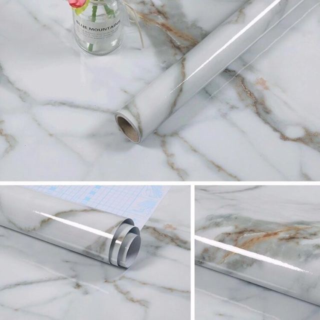 Fast shipping 24"x3M / 5M / 10M kitchen PVC wall stickers marble countertop stickers bathroom self-adhesive waterproof wallpaper