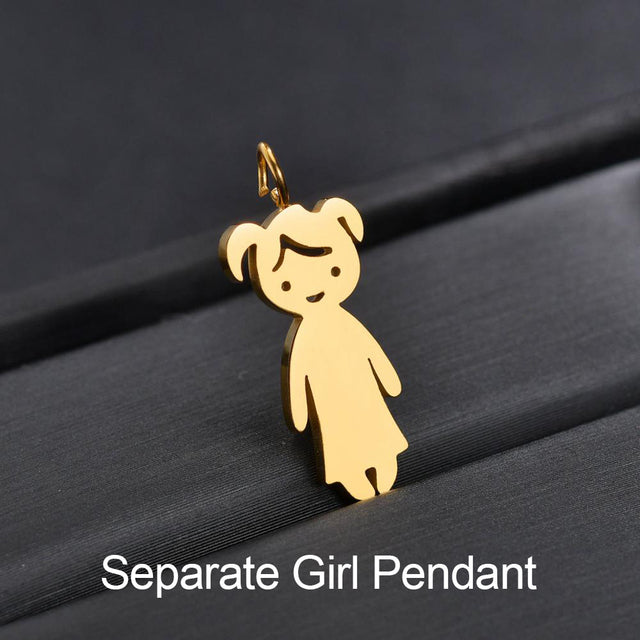 Stainless Steel Boy Girl Kids Pendant Personalized Necklace Women Child Engraved Name Date Beads Necklaces Family Jewelry Gift