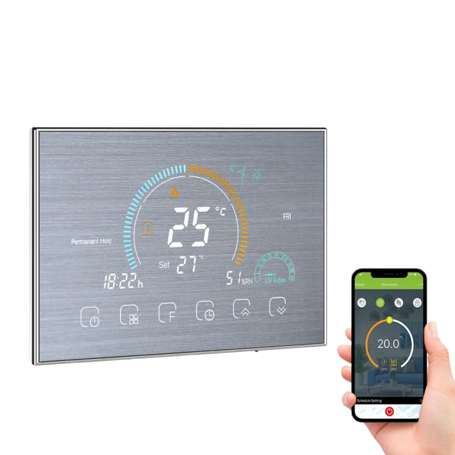 Termostato Wi-Fi Programable Termostato Wifi Caldera Caldera de agua a gas Seis períodos Aplicación de voz Control LCD para Echo Google Home