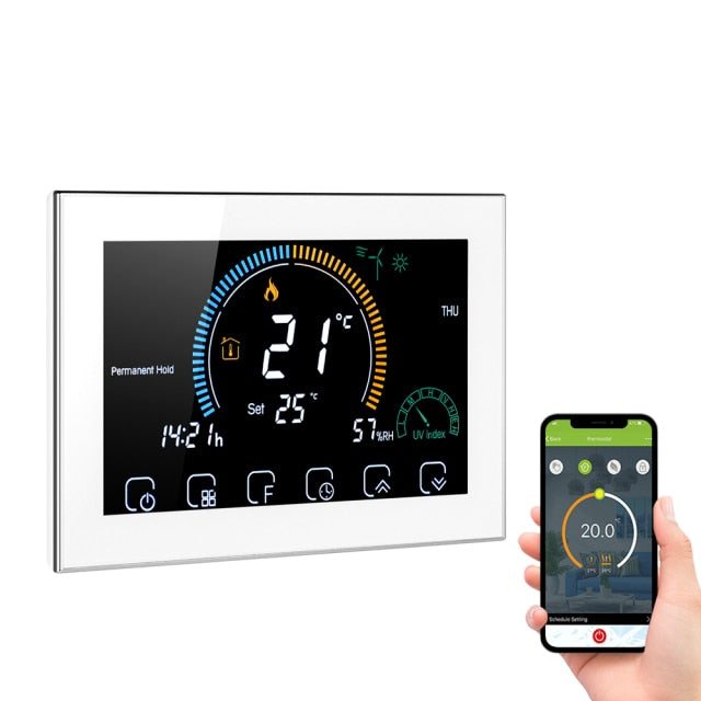 Termostato Wi-Fi Programable Termostato Wifi Caldera Caldera de agua a gas Seis períodos Aplicación de voz Control LCD para Echo Google Home