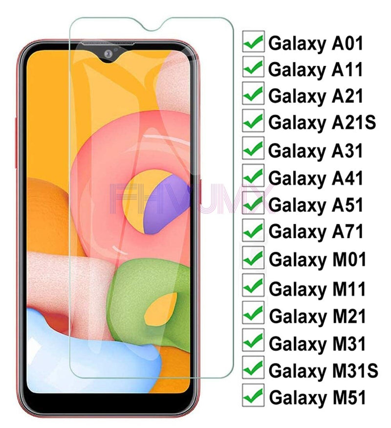 9H Tempered Glass For Samsung Galaxy A01 A11 A21 A31 A41 A51 A71 Screen Protector Glass M01 M11 M21 M31 M51 Protective Film Case