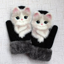 Women Winter Gloves Ladies Girls Outdoor Thick 3D Cartoon Cat Warm Mittens Thicken Men And Women Gloves Christmas Gifts