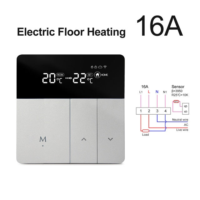 AVATTO WiFi Smart Thermostat Temperaturregler, 100–240 V Tuya APP Fernbedienung, funktioniert mit Alexa Google Home Yandex Alice