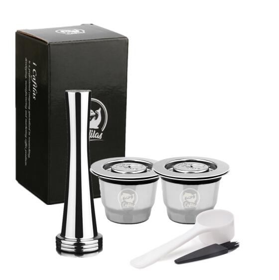 ICafilasFor Nespresso Reutilizable Inox 2 En 1 Uso Cápsula Recargable Crema Espresso Reutilizable Recargable Nespresso