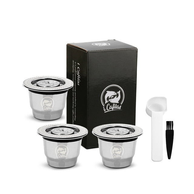 ICafilasFor Nespresso Reutilizable Inox 2 En 1 Uso Cápsula Recargable Crema Espresso Reutilizable Recargable Nespresso